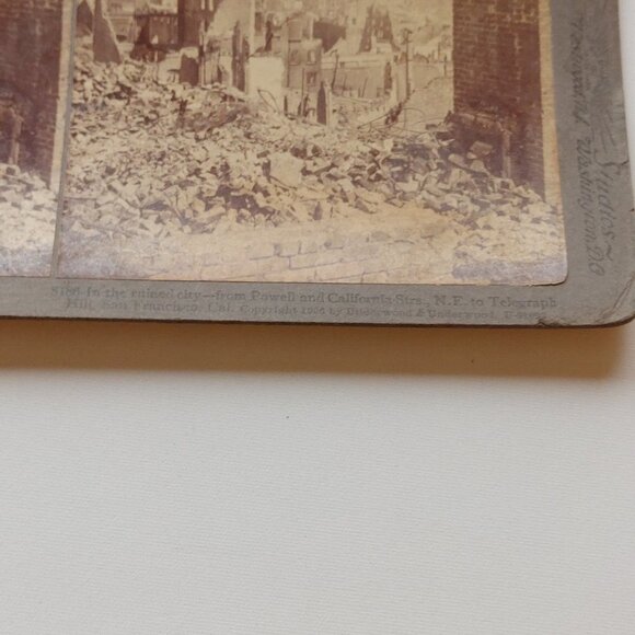 ANTIQUE Stereograph Card "Ruined City San Francisco" 1906 Underwoodand Underwood - Picture 2 of 6